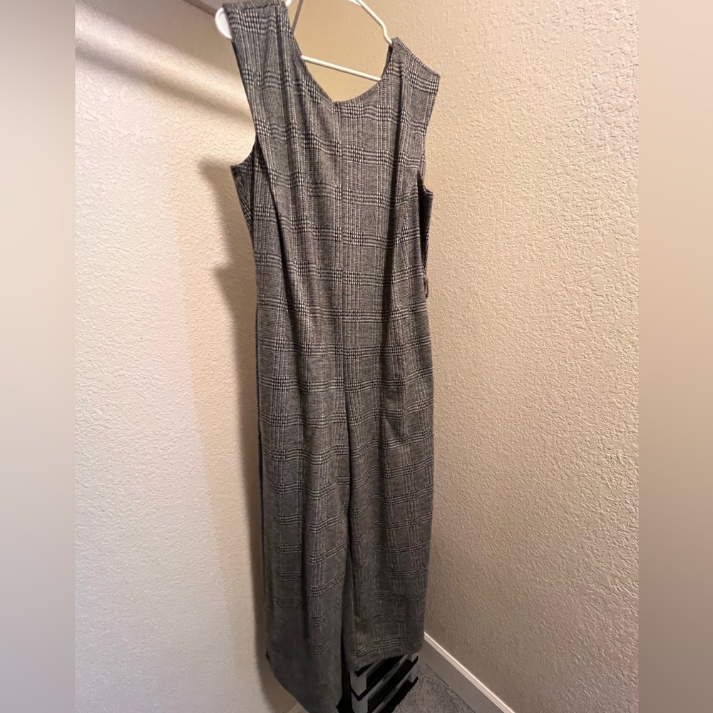 Gray Sleeveless Plaid Jumpsuit